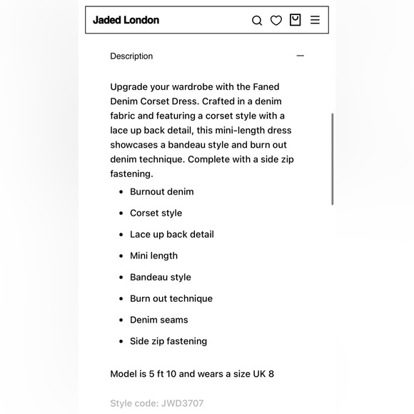 Jaded London Zion Mini Dress Lace Up Corset Mesh Denim UK 10 US 6 SMALL - Picture 9 of 12